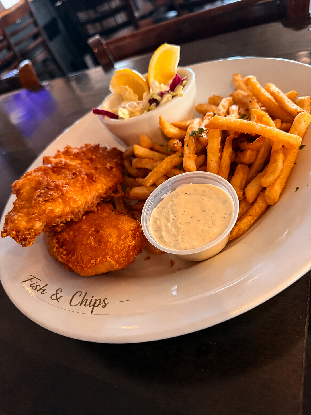 Fried chicken with fries and dipping sauce at Westrail