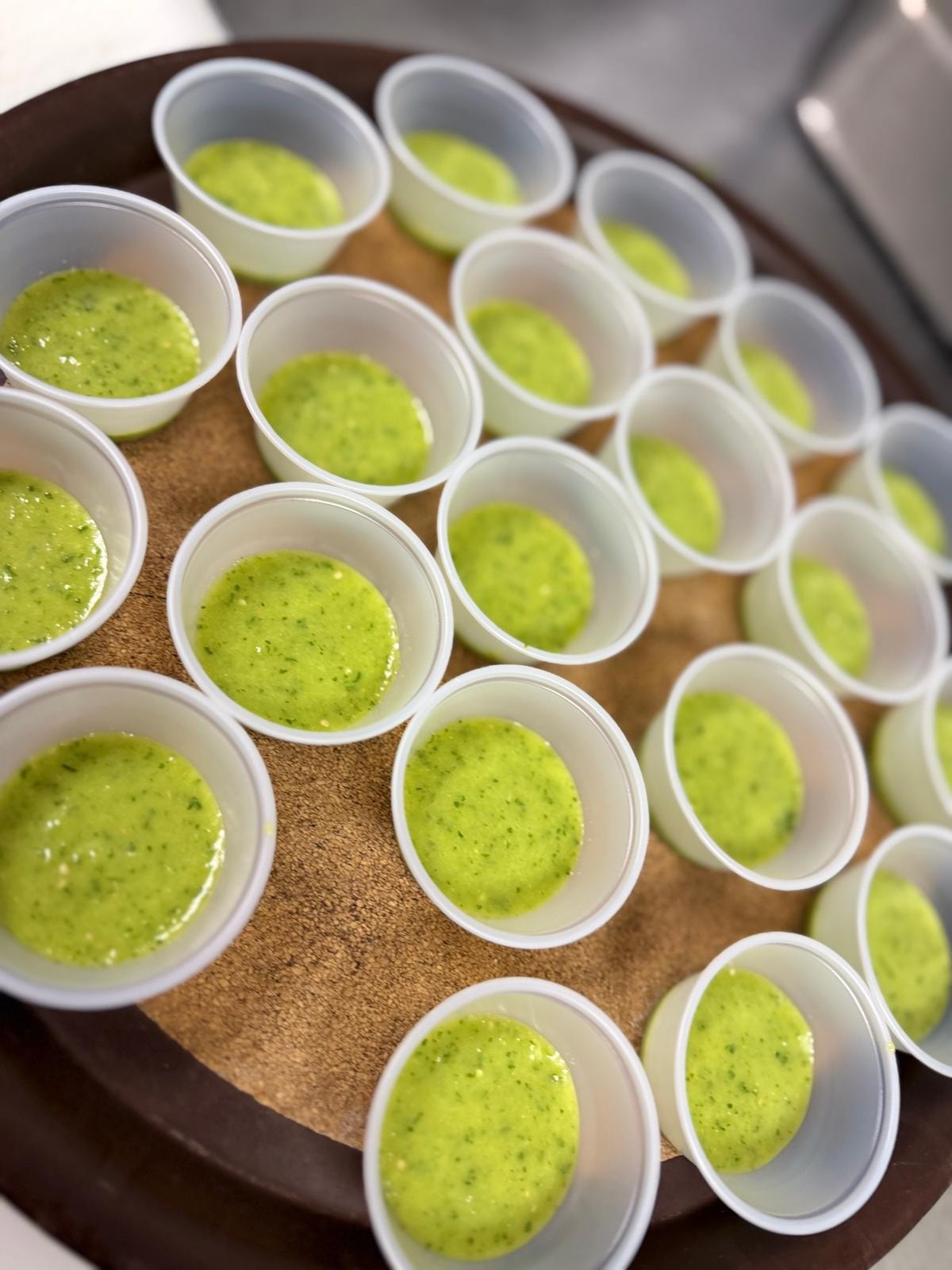 Fresh green salsa cups made in-house at Westrail