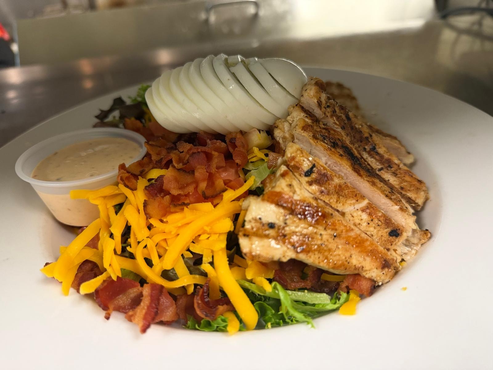 Grilled chicken salad with bacon cheddar and ranch at Westrail
