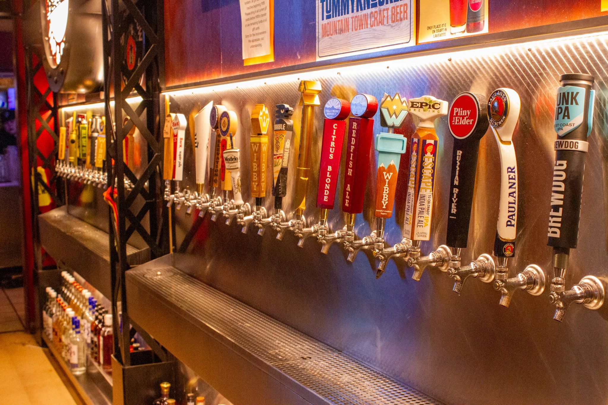 Craft beer tap wall at Westrail Tap and Tequila